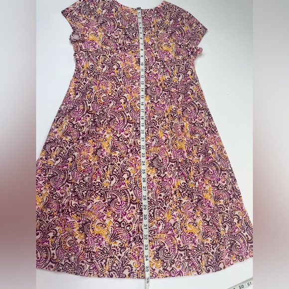 Sahalie Cap Sleeve Stretch Paisley Batik Jersey Stretch Dress Womens Large - Picture 7 of 9